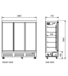 Triple Glass Door Display Fridge LC-1860FX
