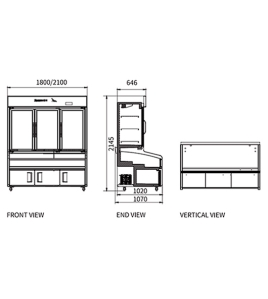 Double Door With 3 Temperature Display Cabinet for Restaurant HY-1800FKT
