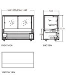 Square Glass Chilled Food Display DG-1200FZH
