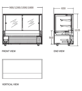 Square Glass Chilled Food Display DG-1500FZH