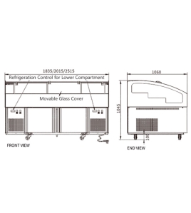 Stainless Double Door With Triple Temperature Display Cabinet BT-B2.5/D-T3