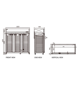 Stainless Steel Triple Door Tray Freezer CFD-60D3F-K