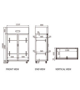 Stainless Steel Two Glass Door Fridge CFR-40B2F