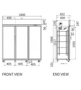 Triple Glass Door Upright Display Fridge LC-1800FS