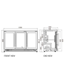 Under Bench Triple Door Bar Cooler BT-1350FS/F