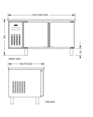 Stainless Steel Double Glass Door Workbench Fridge PLR-12B2 (600MM)