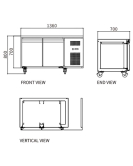 Stainless Steel Double Door Workbench Freezer GNR1360T2