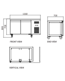 Stainless Steel Double Door Workbench Freezer GNR1360T2