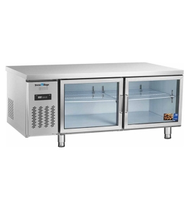 Stainless Steel Double Glass Door Workbench Fridge PLR-12B2 (600MM)