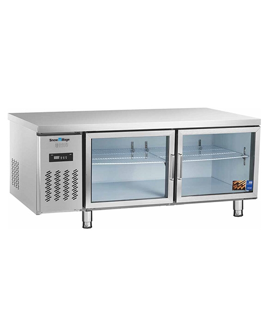 Stainless Steel Double Glass Door Workbench Fridge PLR-12B2 (600MM)